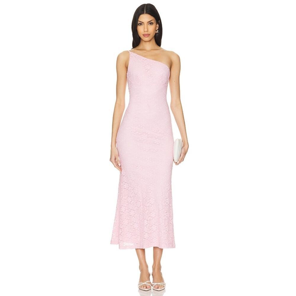 Bardot One Shoulder Albie Knit Maxi Dress In Candy Pink Size Women's Small NWT